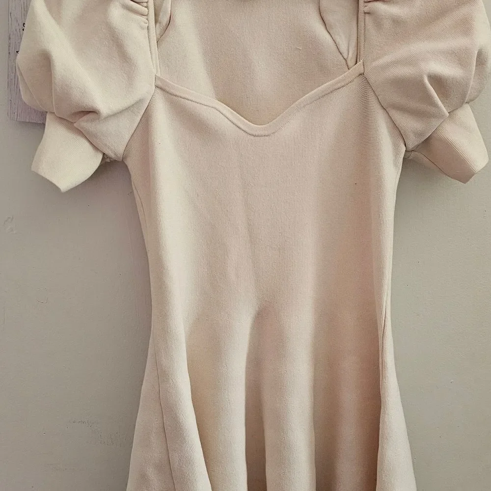 Express Cream Puff Sleeve Size Small Mini Dress - Picture 2 of 8